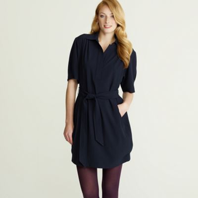 Navy belted shift dress
