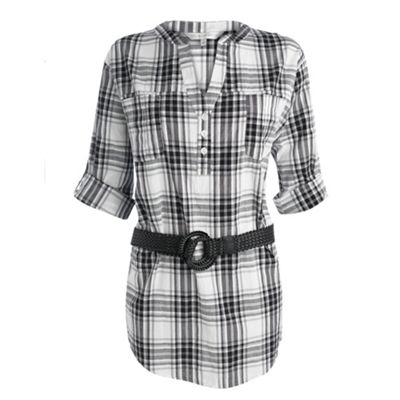 White oversized check shirt