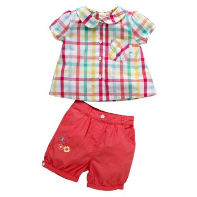 bluezoo Multi coloured checked blouse and shorts