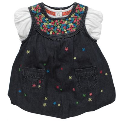 Blue denim puff dress set