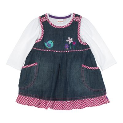 Blue gingham denim pini dress