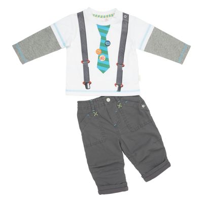bluezoo White tie print t-shirt and trousers set
