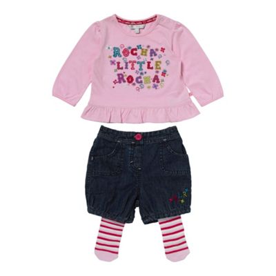 Rocha.John Rocha Pink logo t-shirt and bloomer set