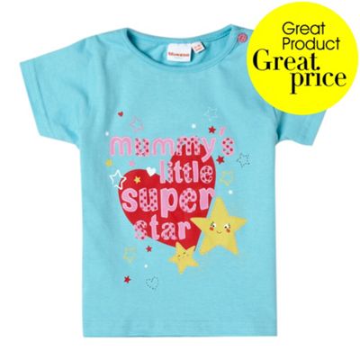Turquoise mummys little super star girls t-shirt