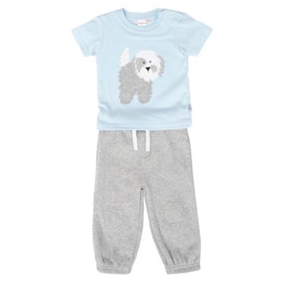 Light blue dog t-shirt and sweat pants