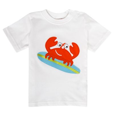 bluezoo Babys white appliqued crab t-shirt