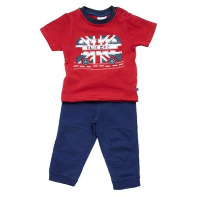 Red baby bus t-shirt and jogging bottoms