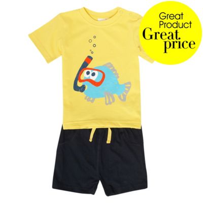 bluezoo Babys yellow t-shirt and shorts set