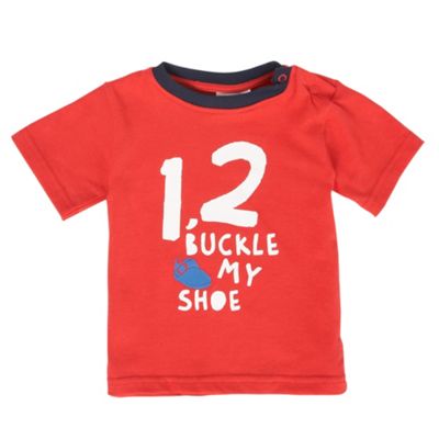 Babys red buckle my shoe t-shirt