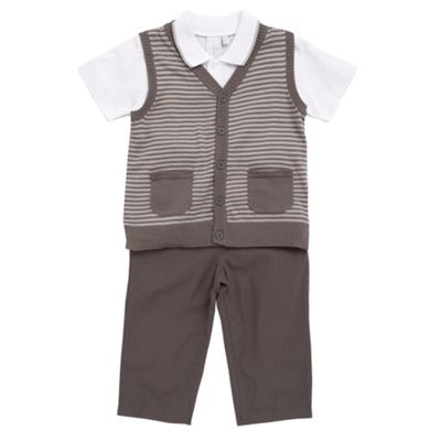 J by Jasper Conran Babys brown tank top, t-shirt and trouser set