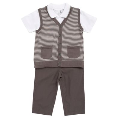 Babys brown tank top, t-shirt and trouser set