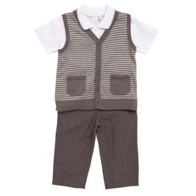 Babys brown tank top, t-shirt and trouser set