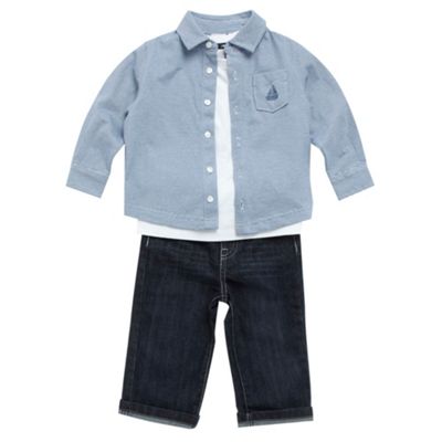 Blue boys jersey shirt, t-shirt and jeans set