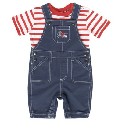 Babys blue bibshorts and striped t-shirt set