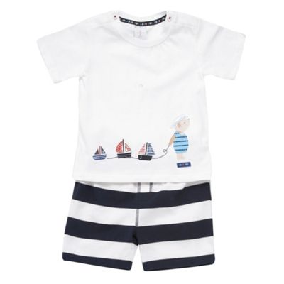 J by Jasper Conran Babys white nautical t-shirt and shorts set