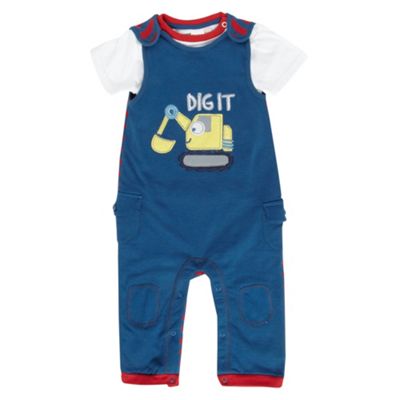 bluezoo Babys navy dungaree and t-shirt set