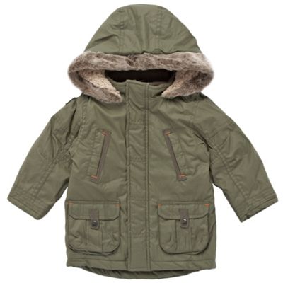 Babys light olive parka coat