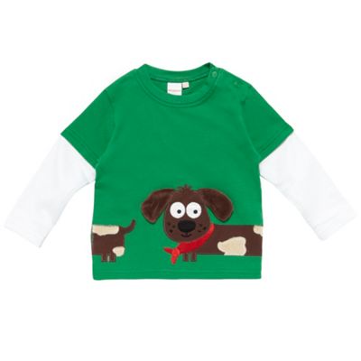 Babies green textured dog top                                                                                                   