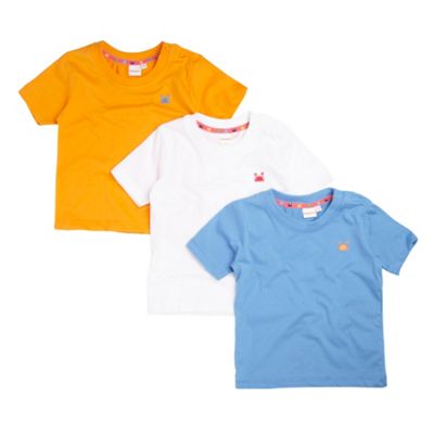 bluezoo Babys pack of three blue white and orange t-shirts