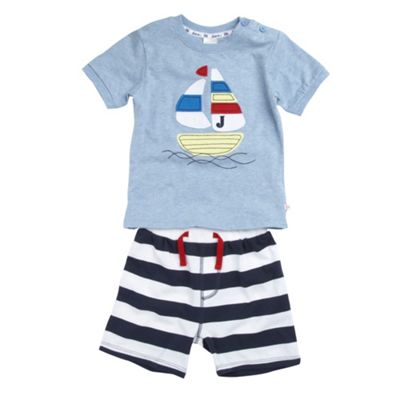 Babys blue nautical themed t-shirt and shorts set