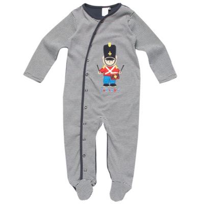 Designer Babies navy applique soldier baby grow                                                                                 