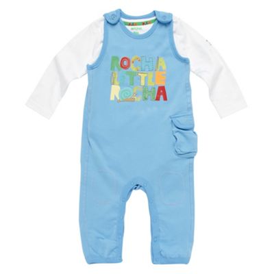 Babys light blue soft dungaree set