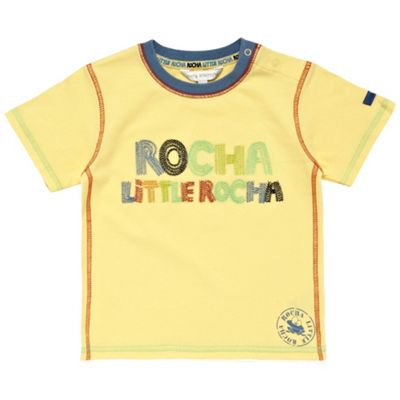 Babys yellow stitch slogan t-shirt