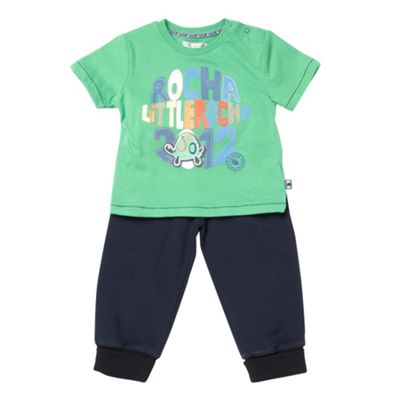 Rocha John Rocha Babys green slogan t-shirt and joggers