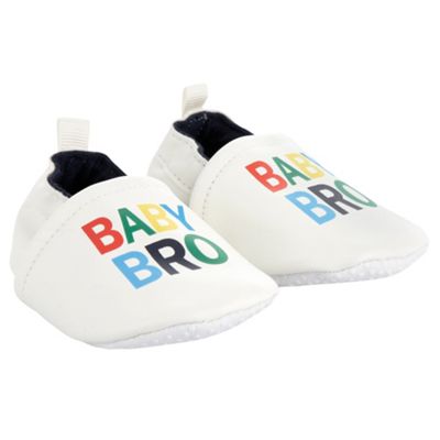 Babys white printed slippers