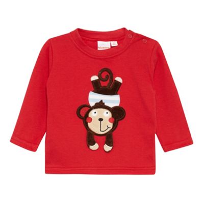 bluezoo Babies red 3D monkey t-shirt