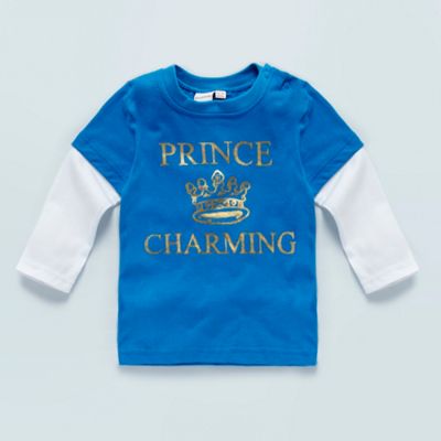 Babies blue slogan printed mock-sleeved top                                                                                     