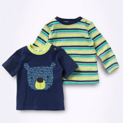Babies set of two blue bear striped t-shirts                                                                                    