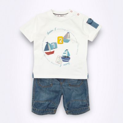 Designer Babies white t-shirt and denim shorts set