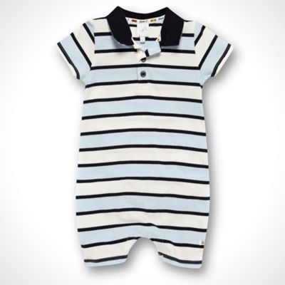 Designer Babies white striped jersey romper suit                                                                                