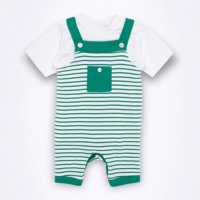 Boy's green stripe romper set                                                                                                   