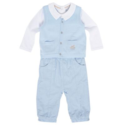 Babys light blue trousers and tank top set