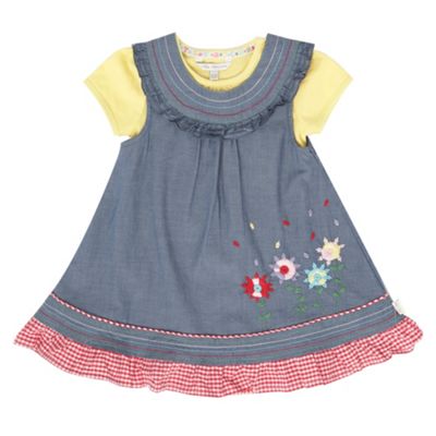 Blue babies chambray t-shirt with pinafore dress