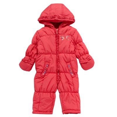 Babys pink quilted snowsuit