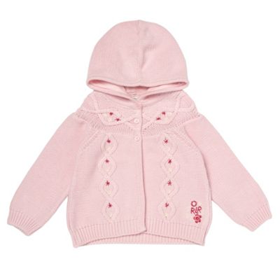 Babys light pink cable knitted cardigan