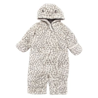 Babys White Leopard Print Snowsuit