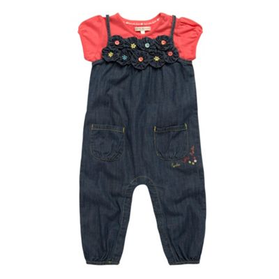 Baby's Blue Denim Dungarees And T-shirt