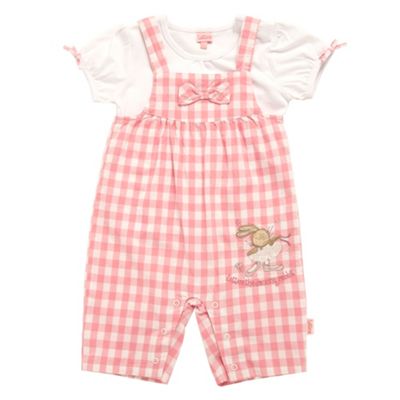 Lettice Babys pink dungaree shorts and t-shirt set