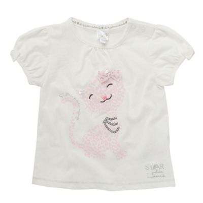 Star by Julien Macdonald Girls off white cat t-shirt