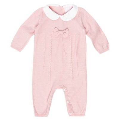 Babys light pink knitted sleepsuit