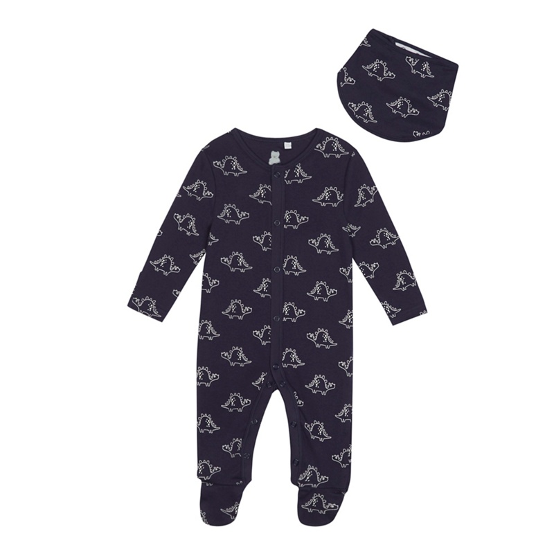 bluezoo - Babies Navy Dinosaur Sleepsuit And Bib Set Review