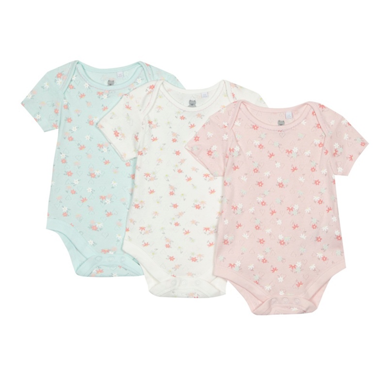 bluezoo - Pack Of Three Baby Girls' Assorted Floral Pointelle Bodysuits Review