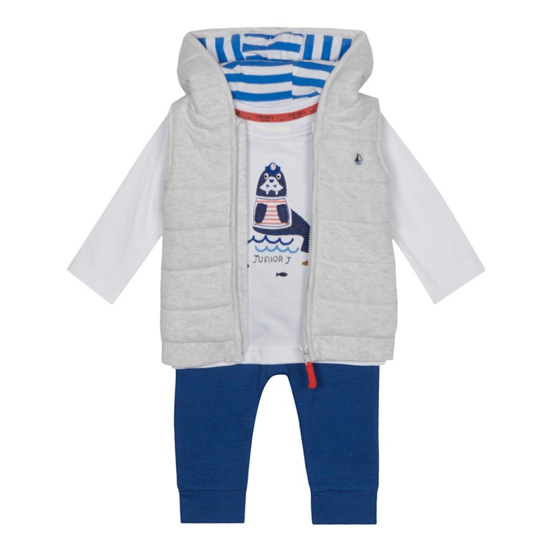 J by Jasper Conran - Baby Boys' Grey Quilted Gilet, T-Shirt And Bottoms Set Review