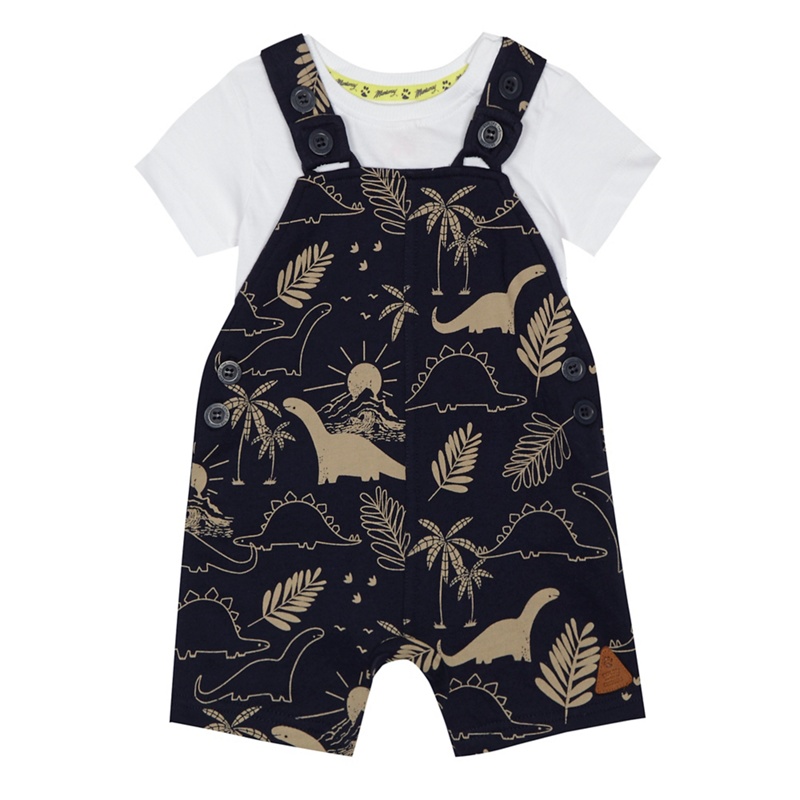 Mantaray - Babies Navy Dinosaur Print Dungarees And White Bodysuit Set Review