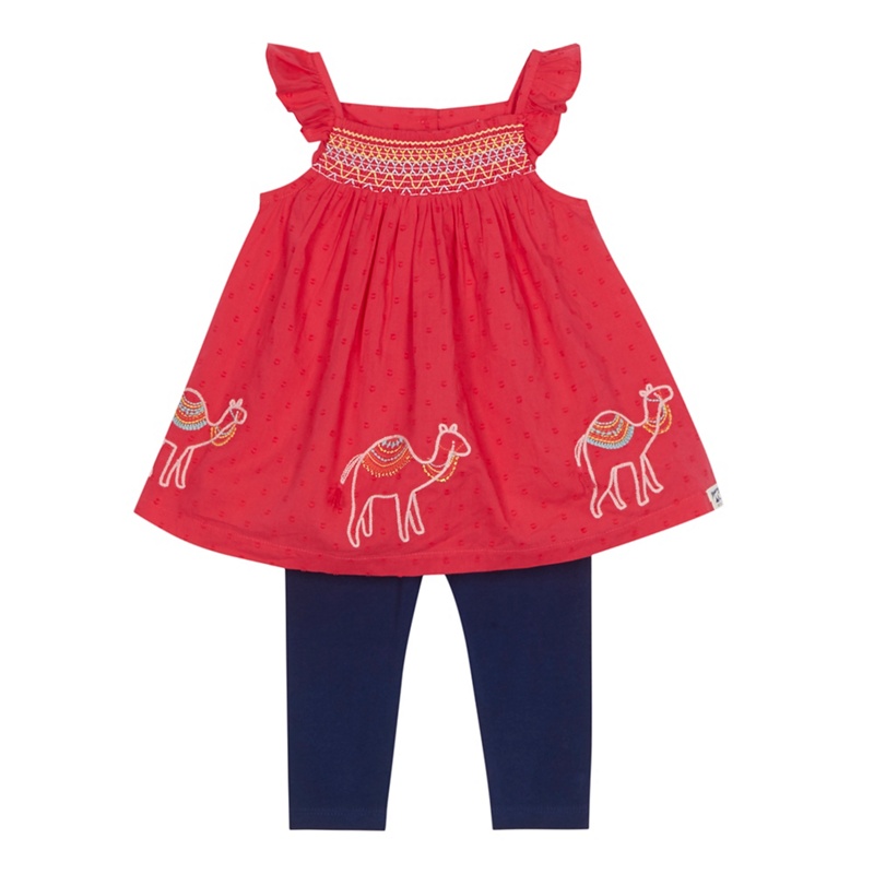 Mantaray - Baby Girls' Red Embroidered Camel Tunic And And Navy Leggings Set Review