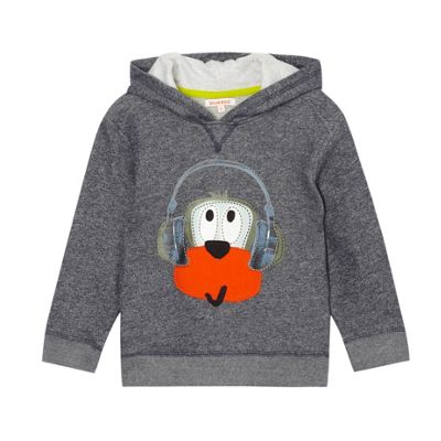 Boy's grey monkey printed sweat hoodie                                                                                          